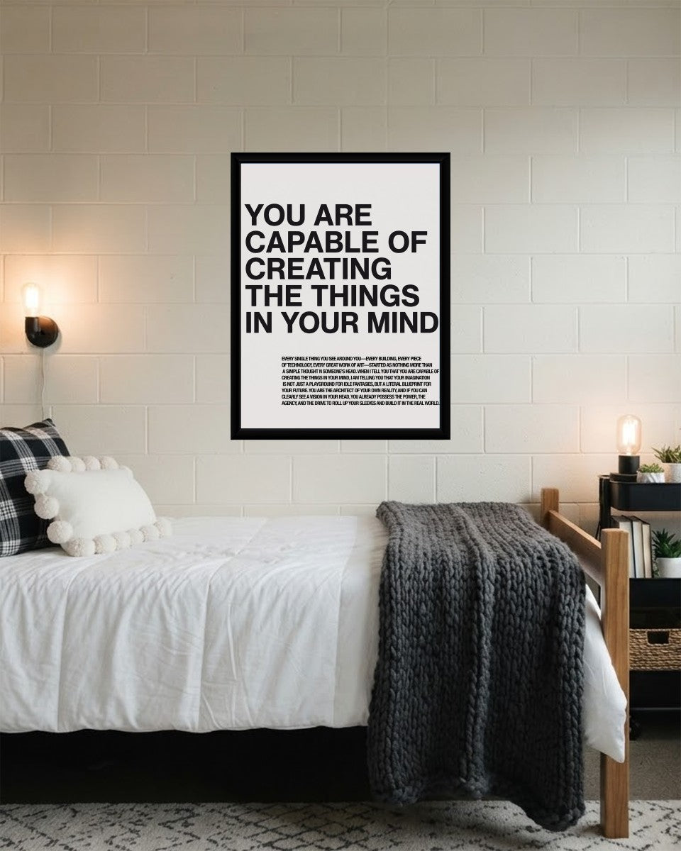Poster showcased in a modern office environment, promoting motivation and artistic expression.