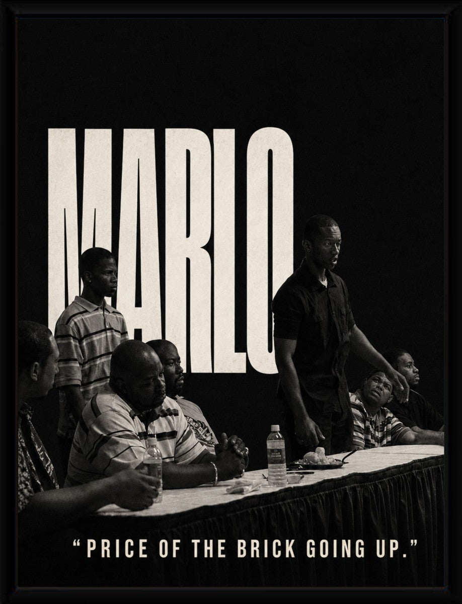 Marlo Poster displayed in a sleek, pure frame, enhancing its cinematic appeal.