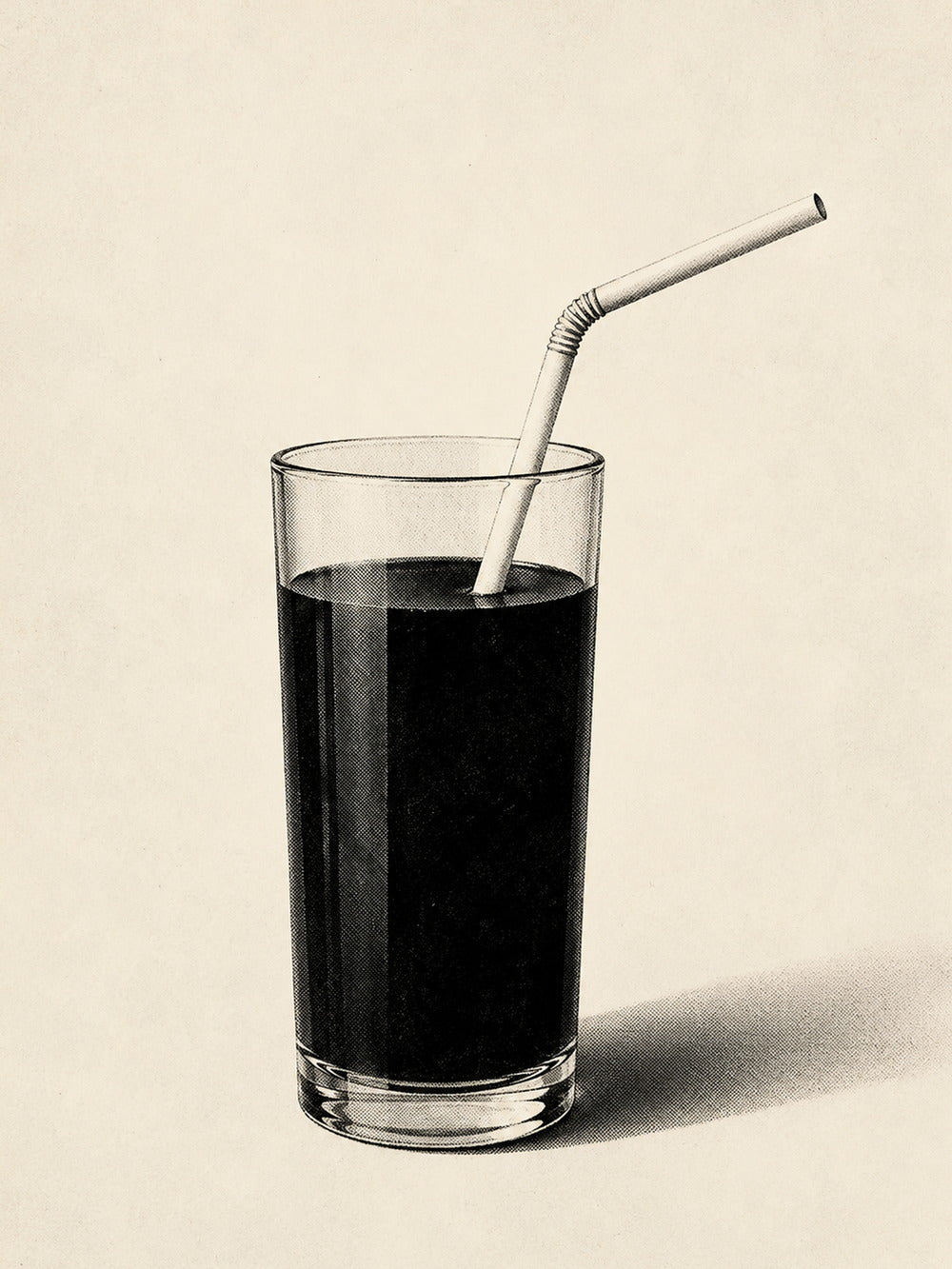 A minimalist illustration of a classic drink in a glass with a straw.