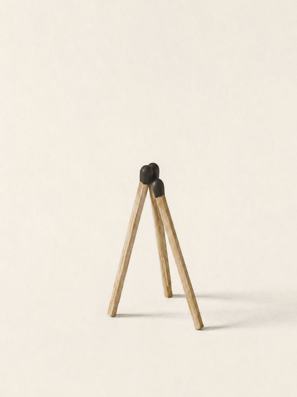A minimalist artwork featuring an artistic arrangement of matchsticks on a light background.
