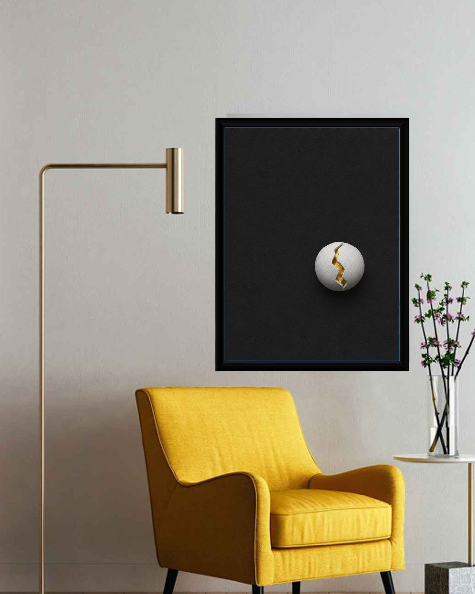 The Gold Ball Poster displayed in a stylish office setting, highlighting its artistic appeal.
