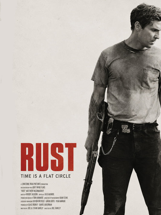 Rustin Cohle Poster featuring muted tones and the quote 'Time is a flat circle'.