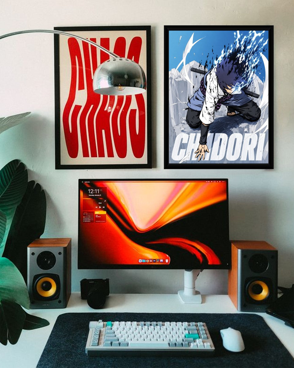 Anime Chidori poster elegantly placed on an office wall, enhancing the workspace.