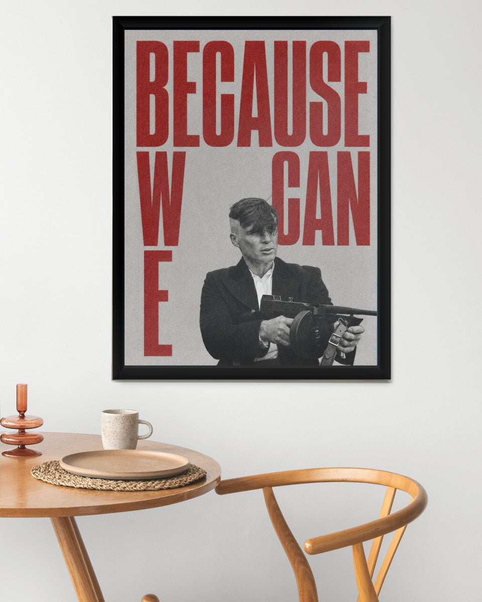 The poster of Thomas Shelby presented in a stylishly designed space, drawing attention to its cinematic allure.
