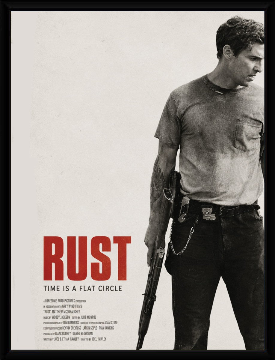 Rustin Cohle Poster displayed in a sleek frame, highlighting its dark aesthetic.