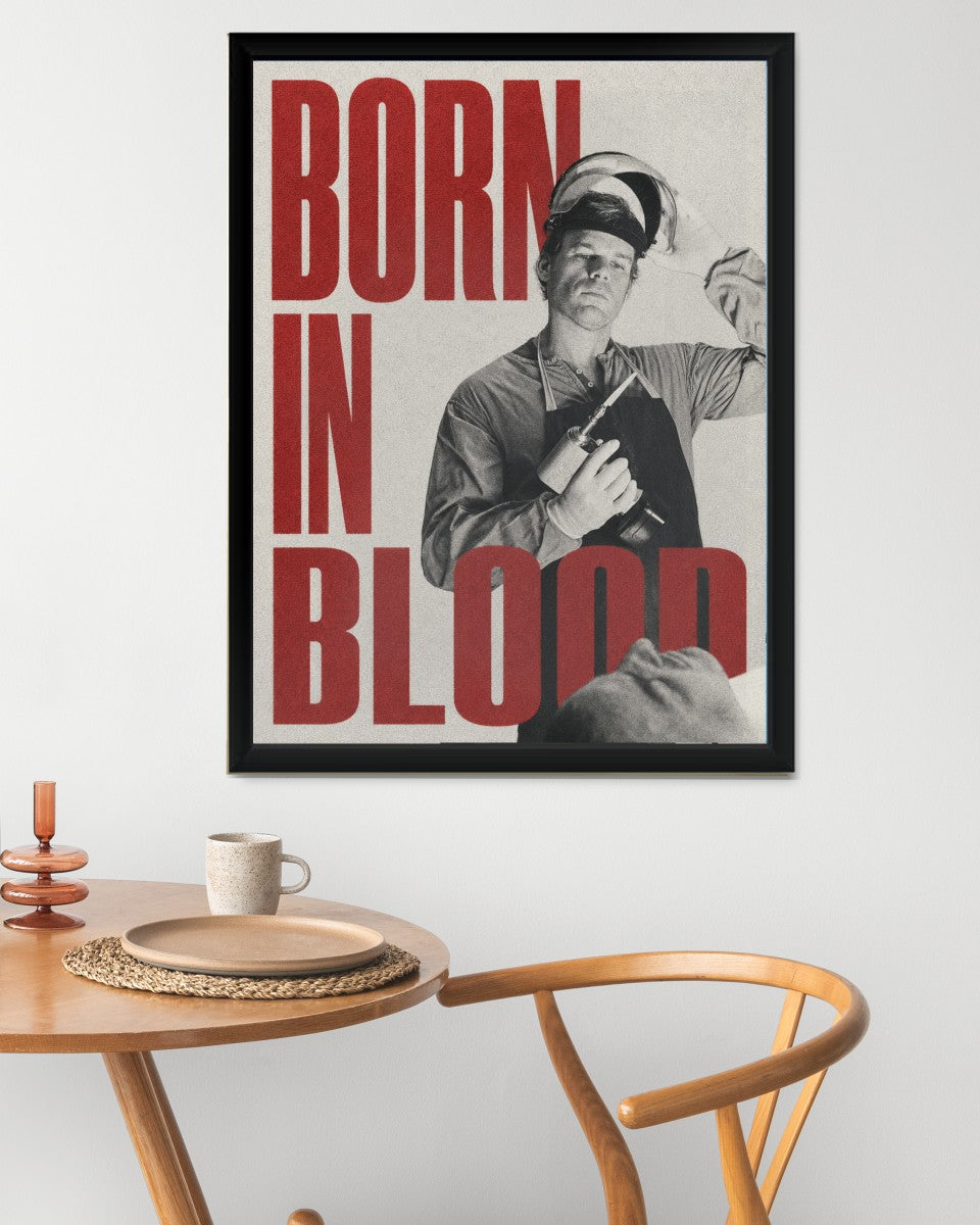 The Dexter: Born in Blood poster in an artistic setting, demonstrating its visual appeal and cinematic essence.
