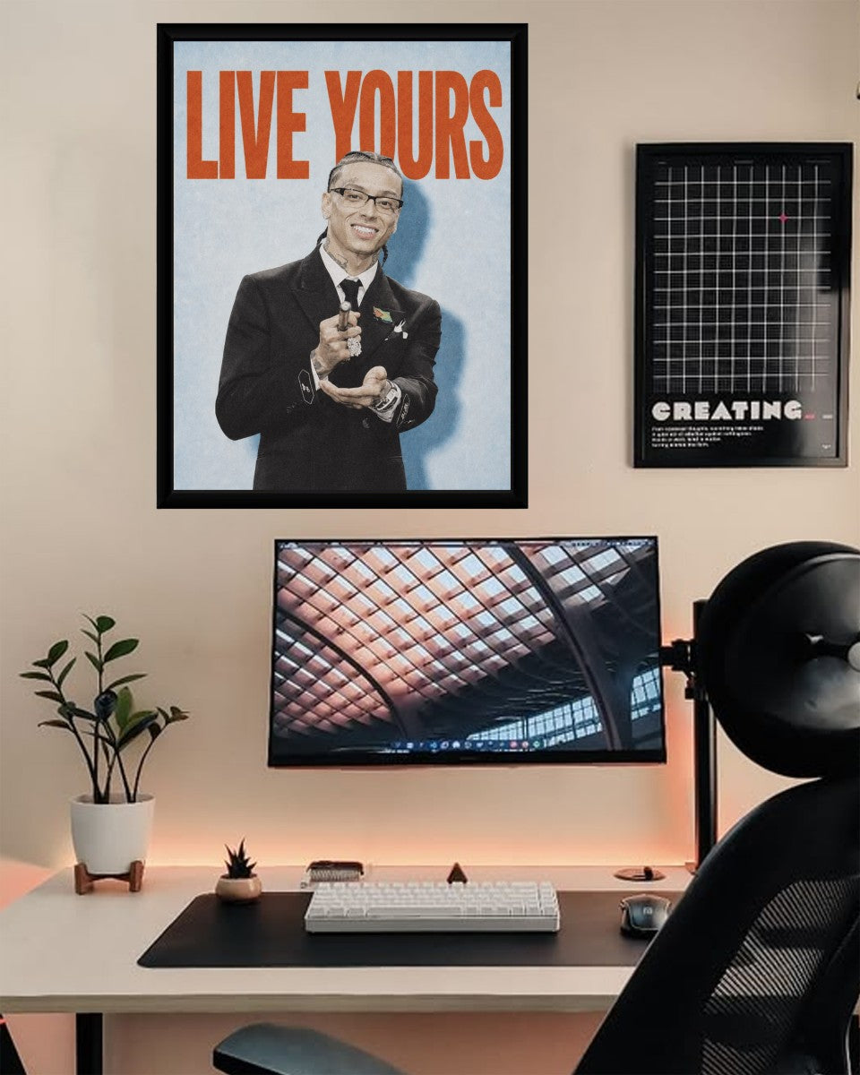 The Central Cee Live Yours poster showcased in a modern setting, enhancing the room's aesthetic.