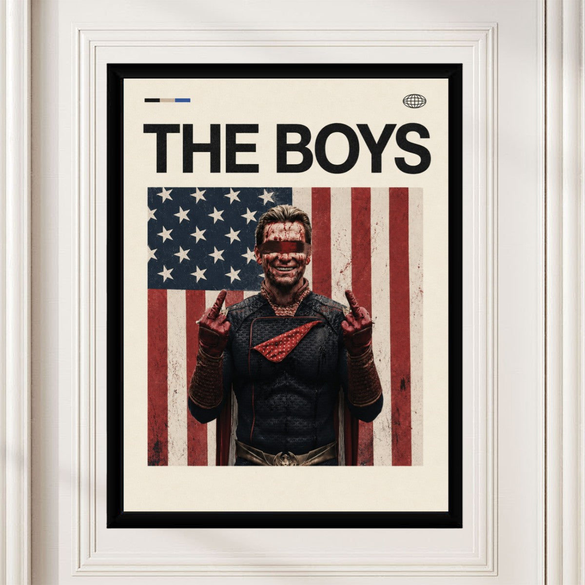 The Boys poster displayed in a stylish living space, highlighting its visual impact.