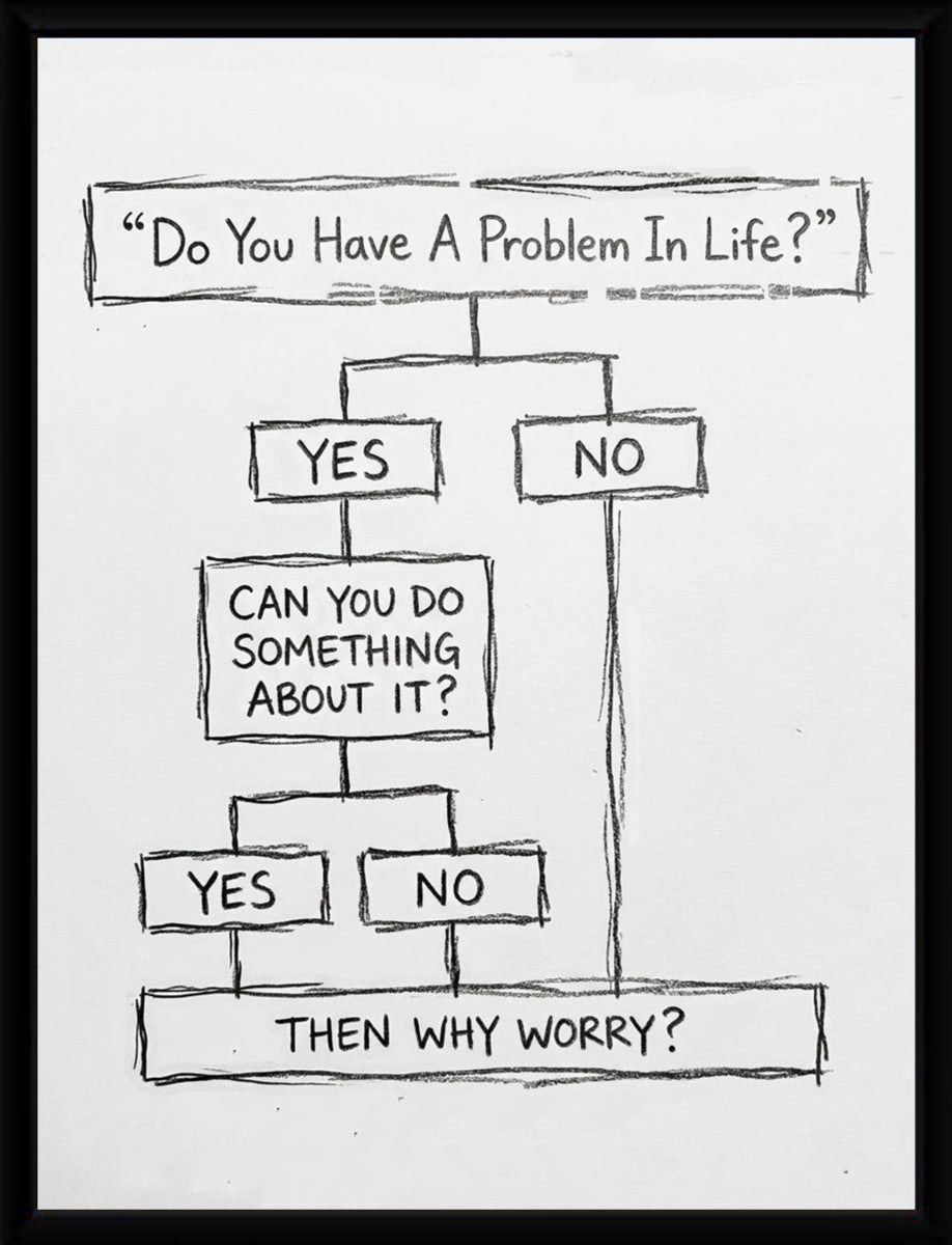 The motivational poster framed elegantly in a modern, minimalist frame showing the clean flowchart design.