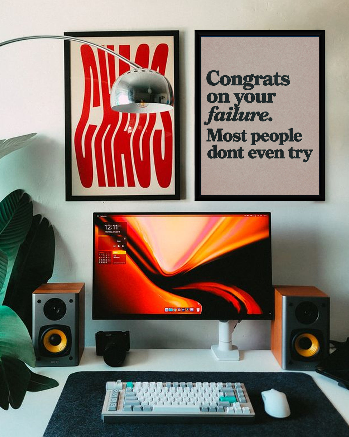 Light colored motivational poster with playful text