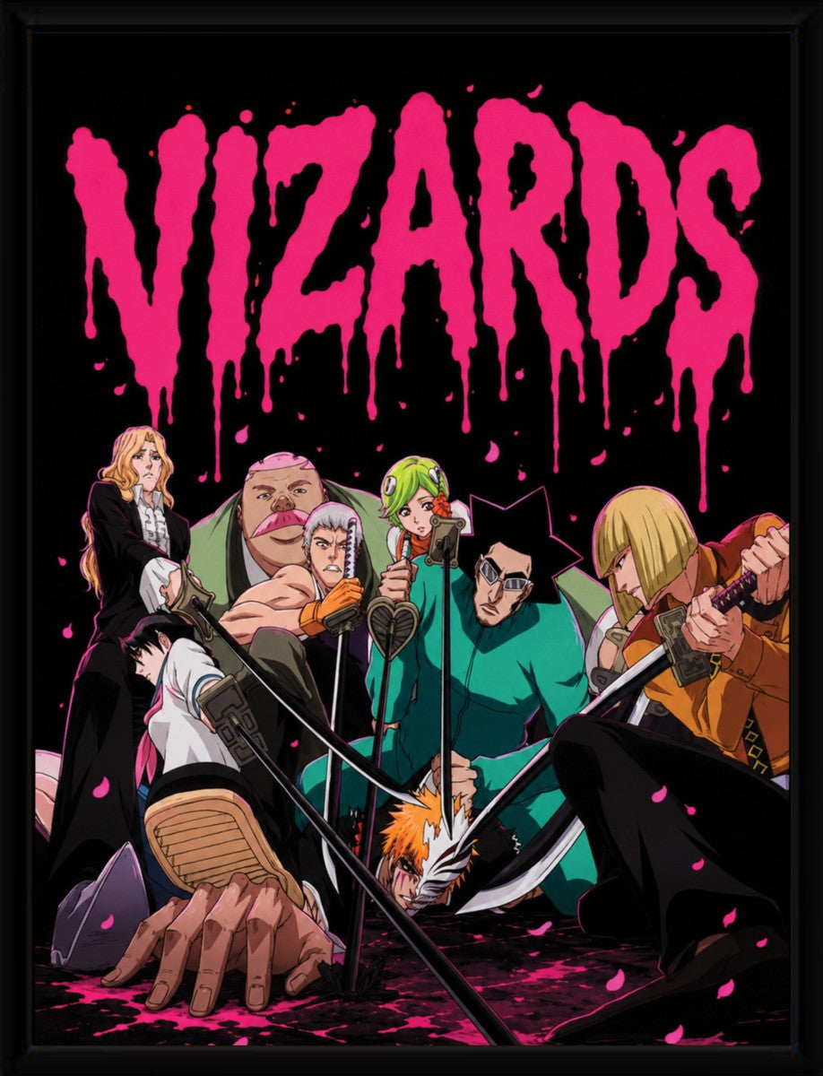 The Vizards from Bleach poster elegantly framed, highlighting its vivid colors and design.