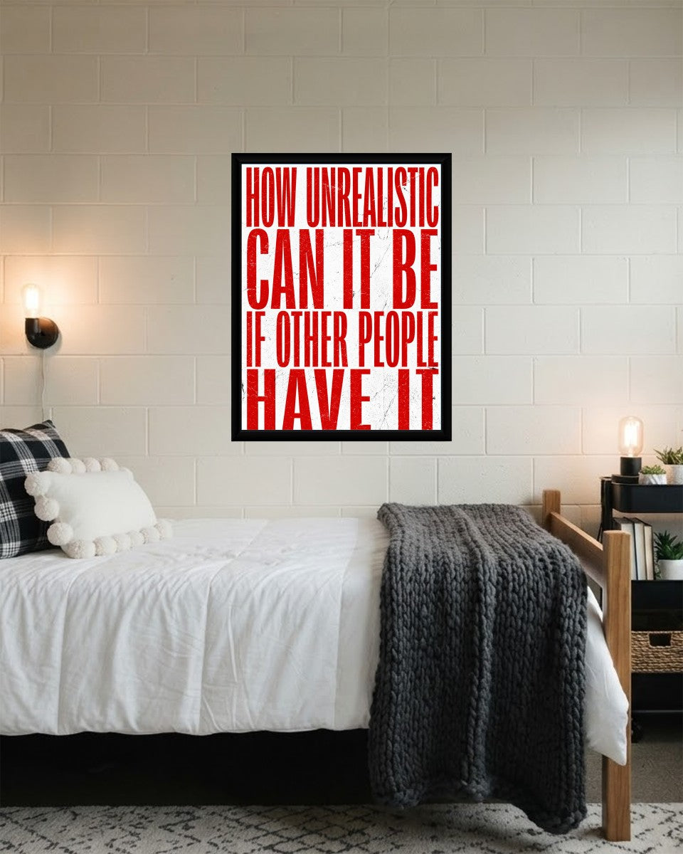 The poster showcased in a minimalistic room, highlighting its vibrant colors and motivational message.