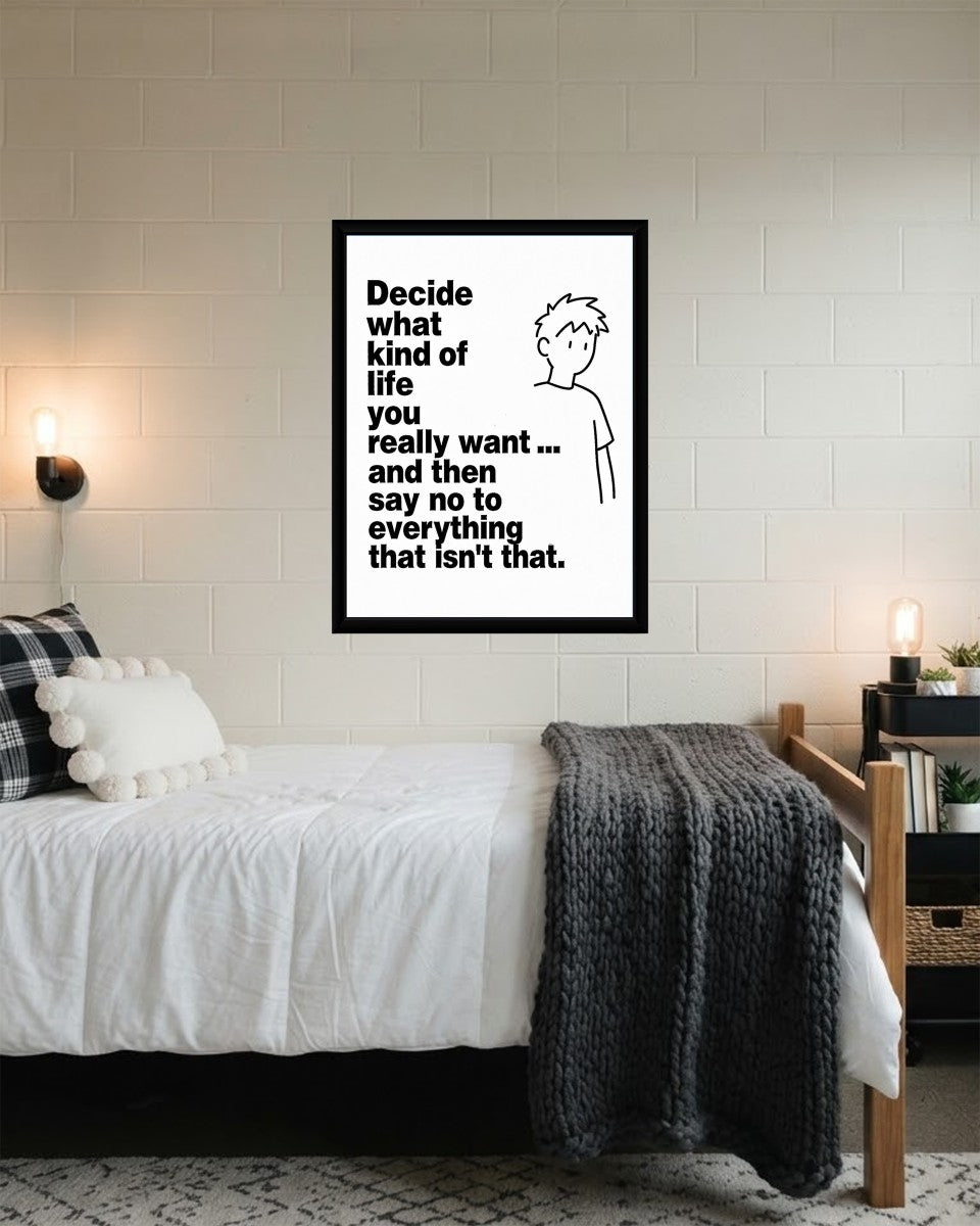The poster showcased in a bright, airy room, offering a touch of inspiration to the decor.