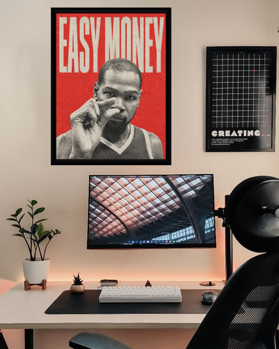 Kevin Durant Easy Money poster showcased in a modern, well-lit environment.