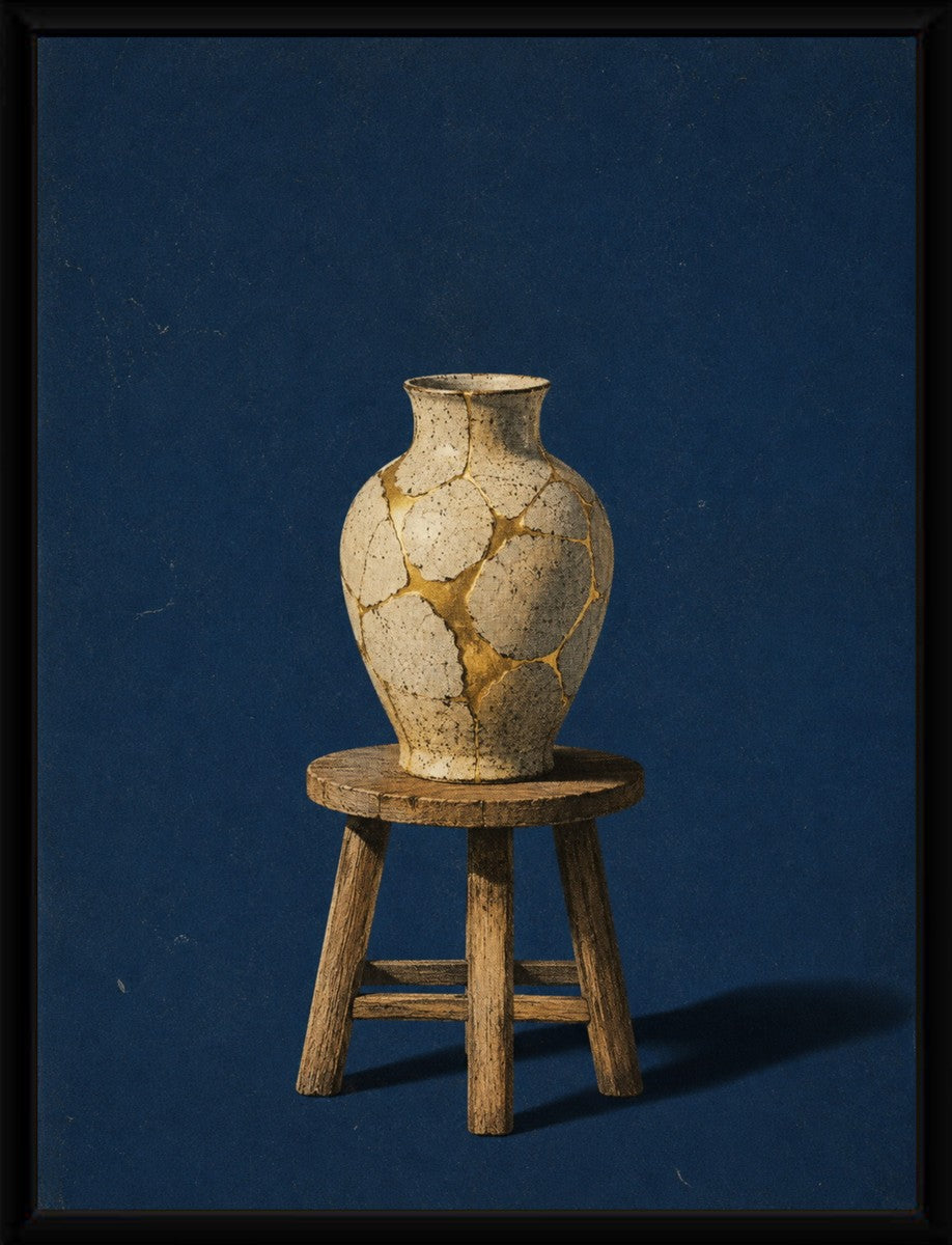 The Cracked Vase Poster displayed in a sleek pure-frame, highlighting its artistic design.