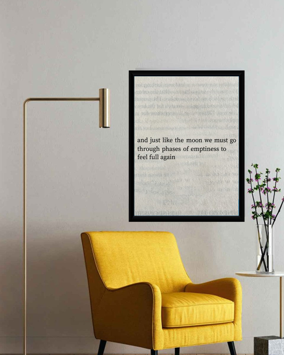 Phases of the Moon Poster displayed in a stylish living space with soft lighting.