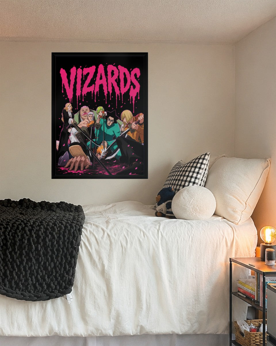 The Vizards from Bleach poster displayed in a modern room setup, showcasing its colorful design.