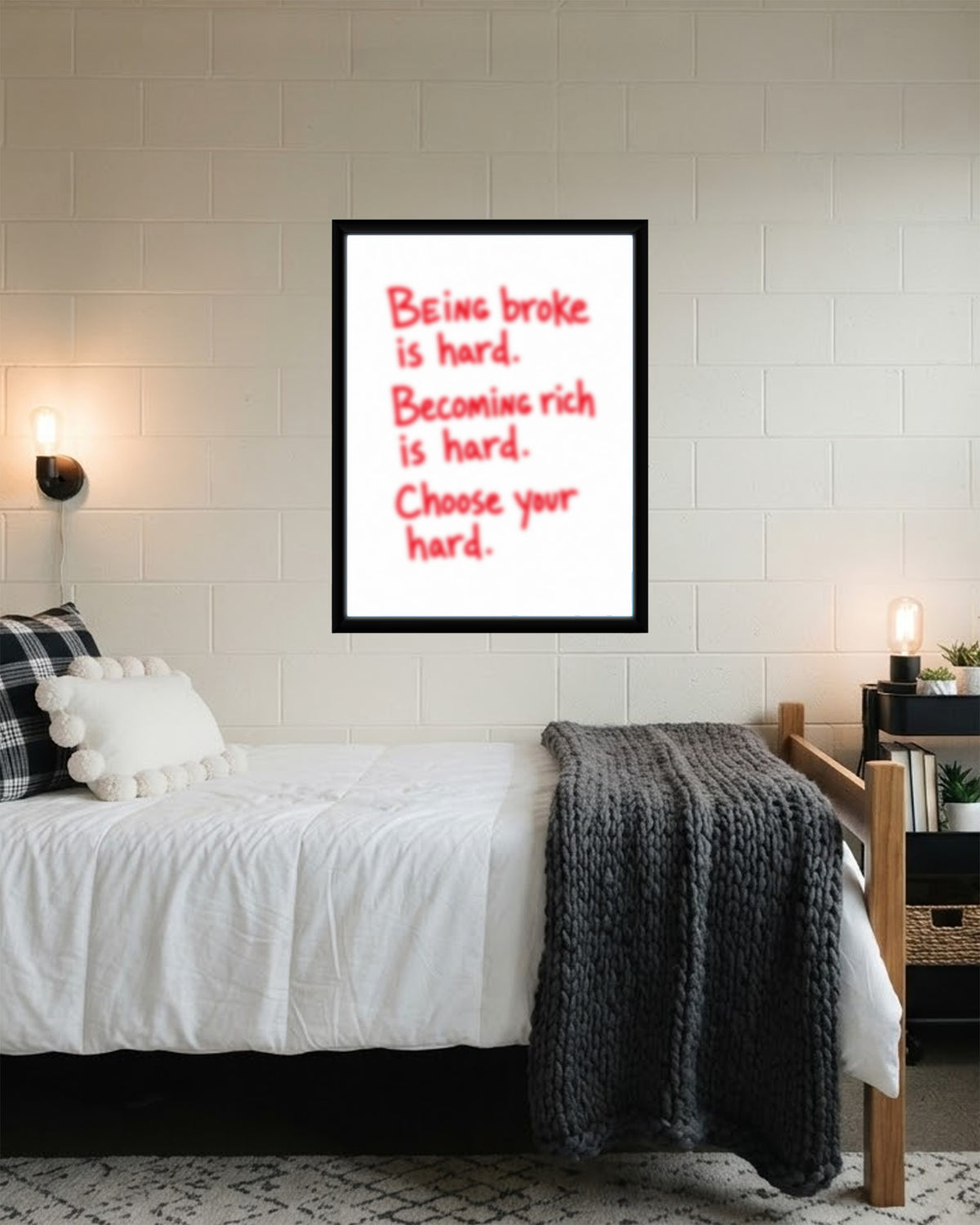 A colorful representation of the 'Choose Your Hard' poster in a beautifully styled mockup setting, emphasizing its appeal as