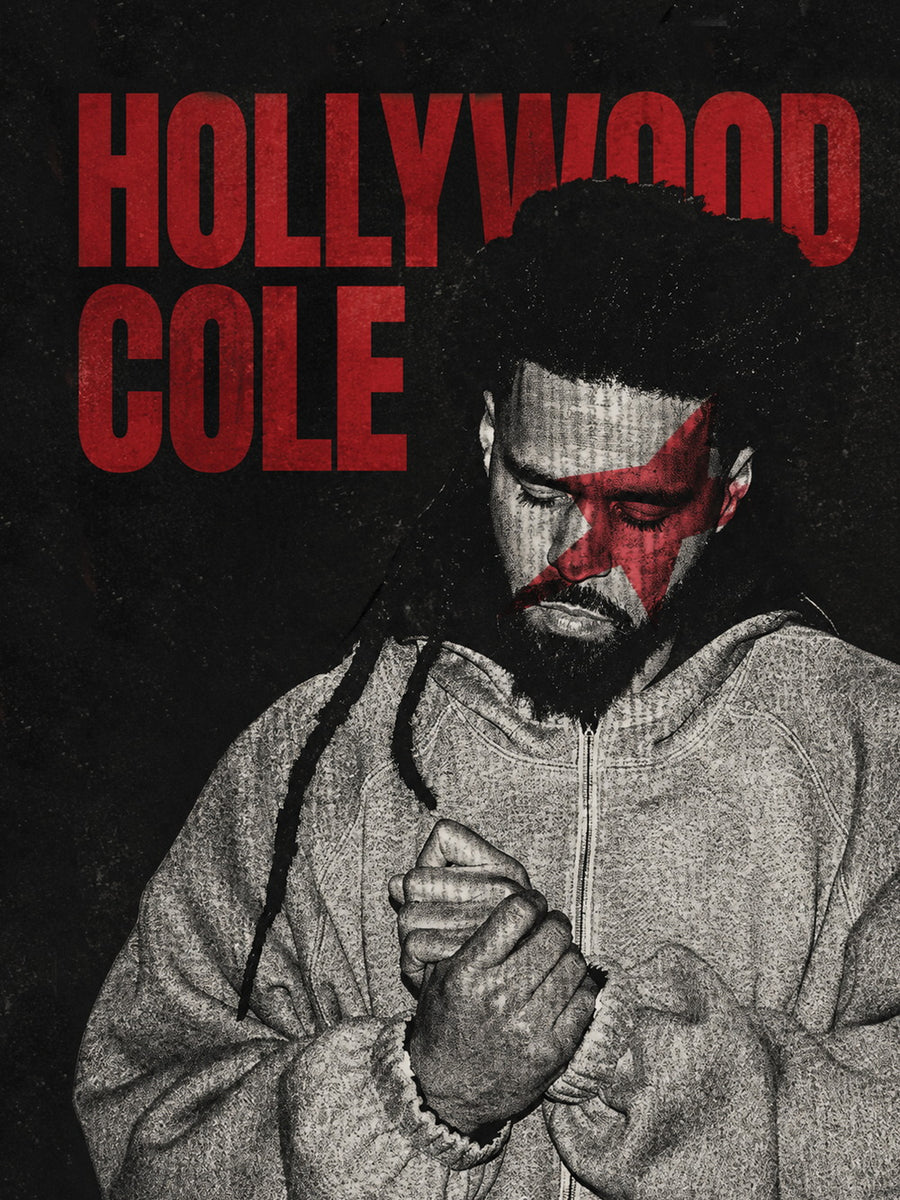 A striking poster featuring bold typography that reads 'HOLLYWOOD COLE', with a dramatic and moody aesthetic.