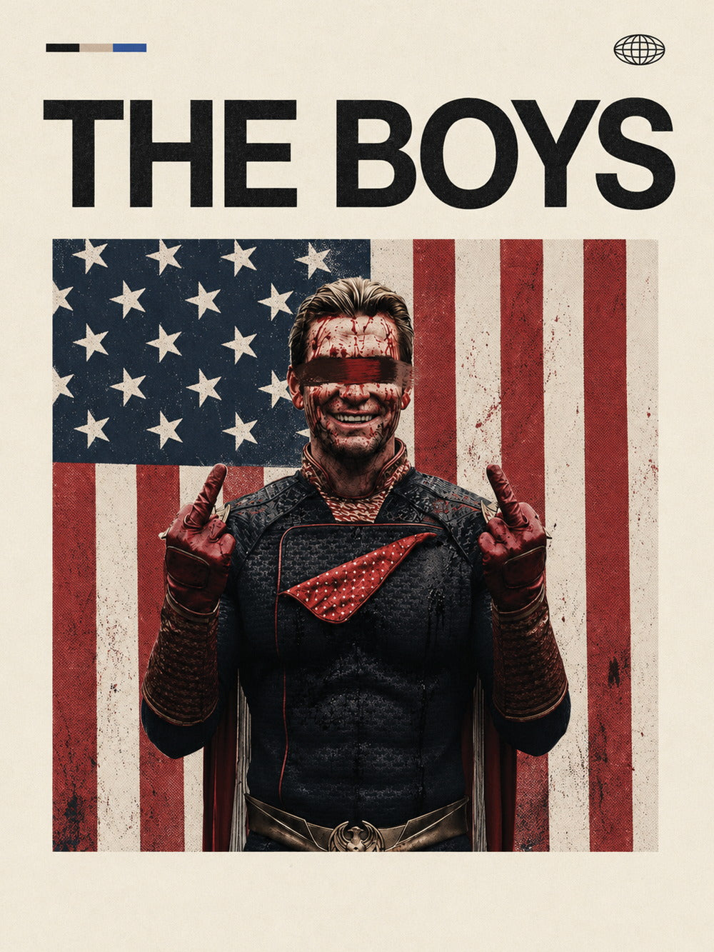 The Boys poster featuring a bold character against the American flag.