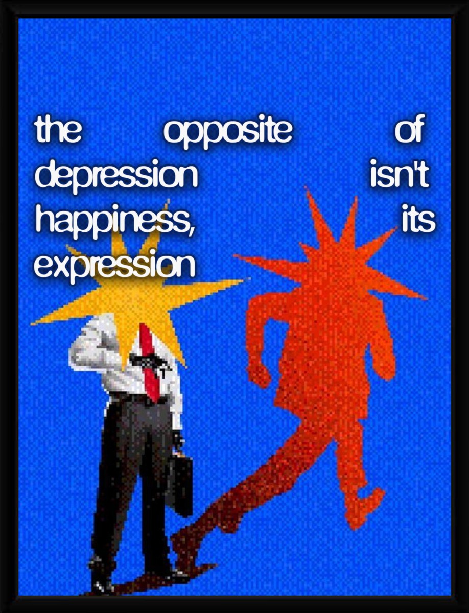 The motivational poster framed elegantly, highlighting colorful text about emotional expression.