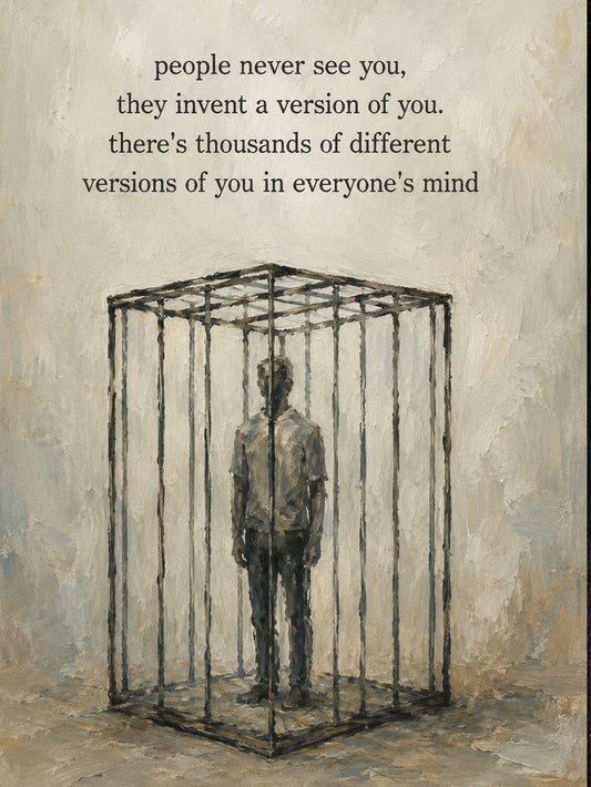 A colorful poster featuring the quote about identity and perception.