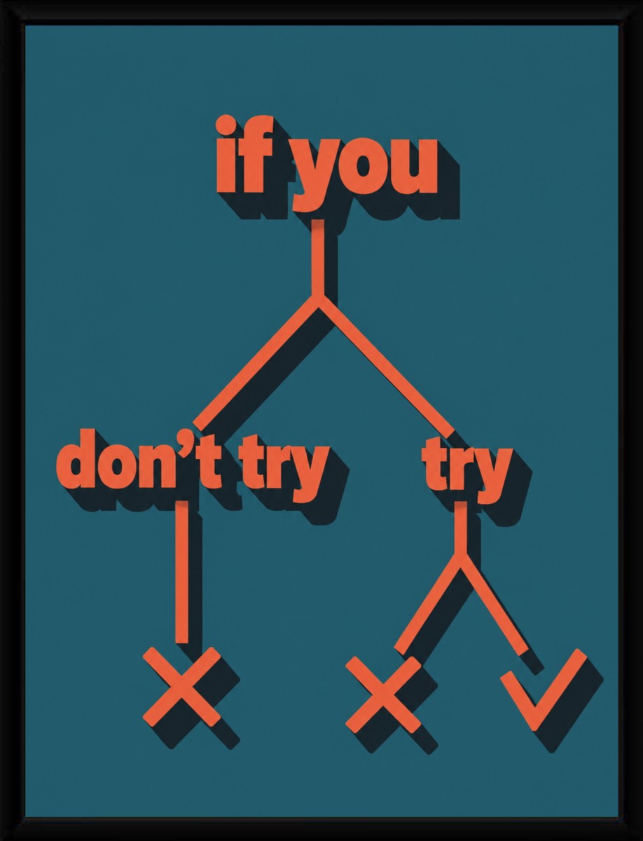 The motivational poster displayed in a sleek black frame, enhancing its visual appeal.