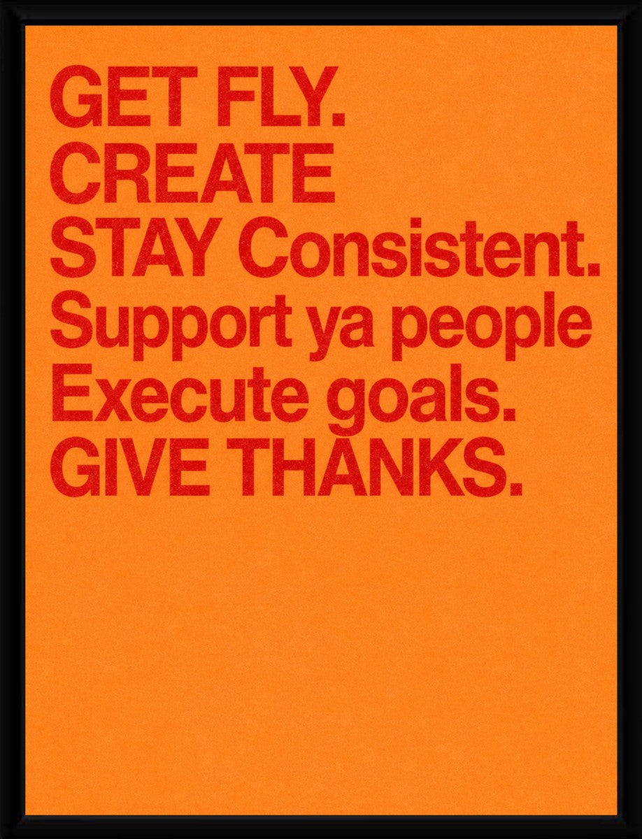The motivational poster elegantly framed, showcasing vibrant colors and inspiring text.