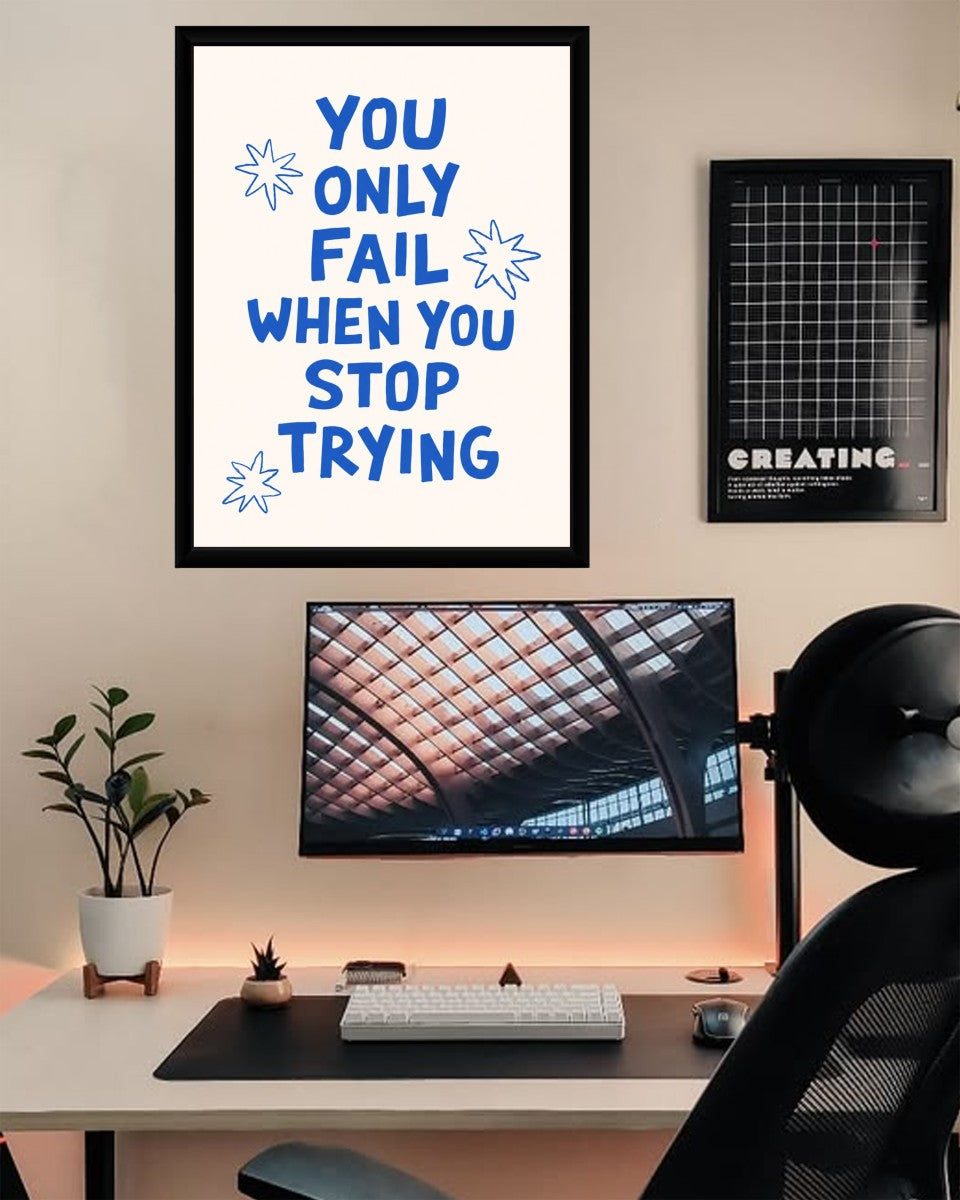 The motivational poster set against a stylish background, showcasing its colorful design.
