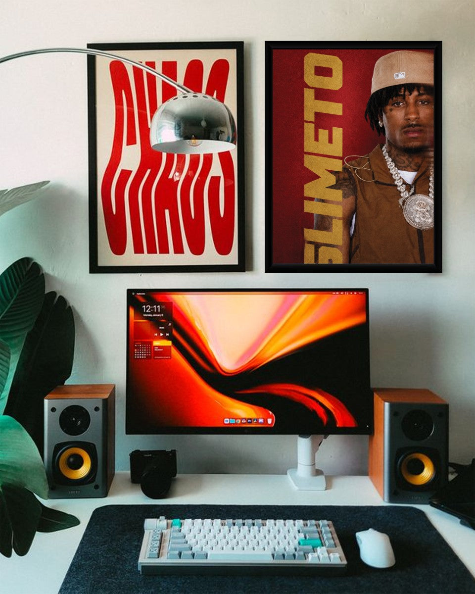 YoungBoy Never Broke Again poster showcased in a stylish living room setting.