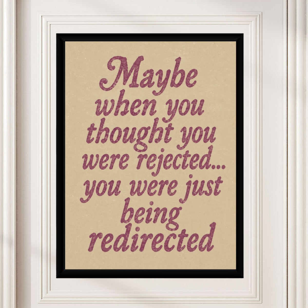 The Being Redirected poster shown in a modern workspace environment.