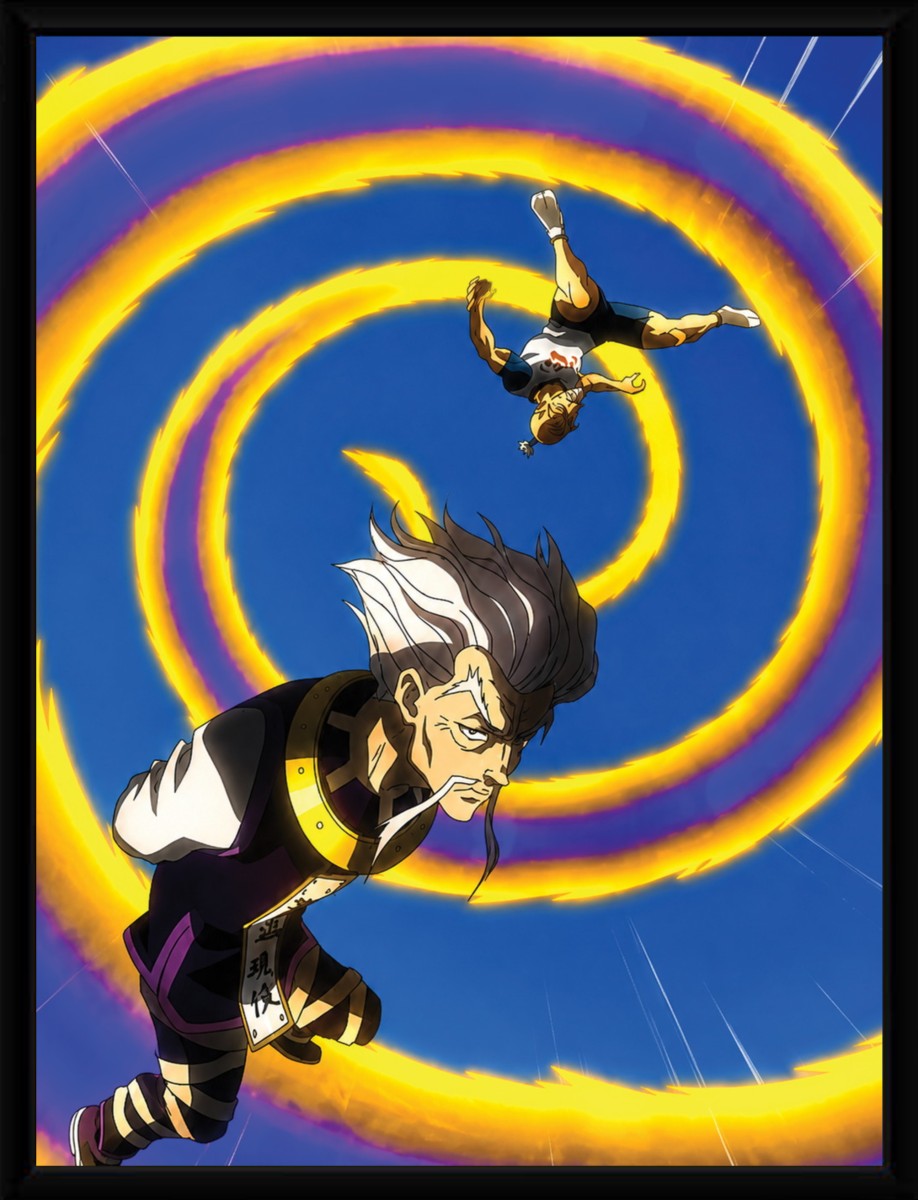 Isaac Netero poster displayed in an elegant frame, highlighting its vibrant colors and dynamic artwork.