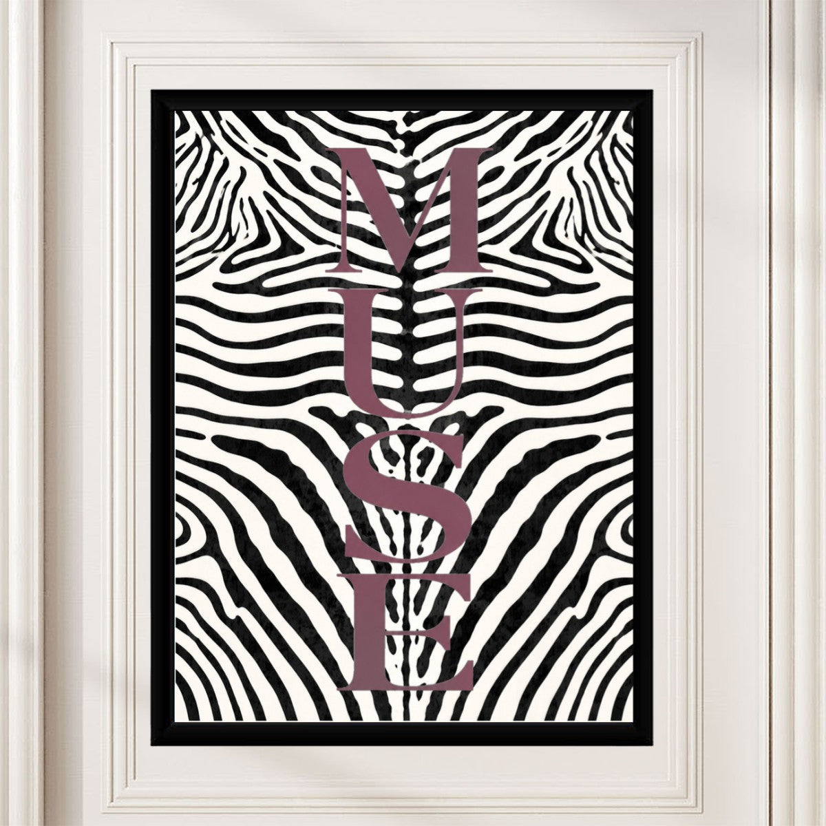 The MUSE poster featured in a chic room setting, emphasizing its minimalist aesthetic.