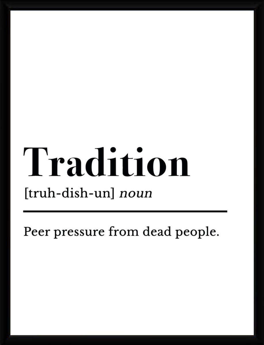 Tradition Definition Poster displayed in a sleek black frame.