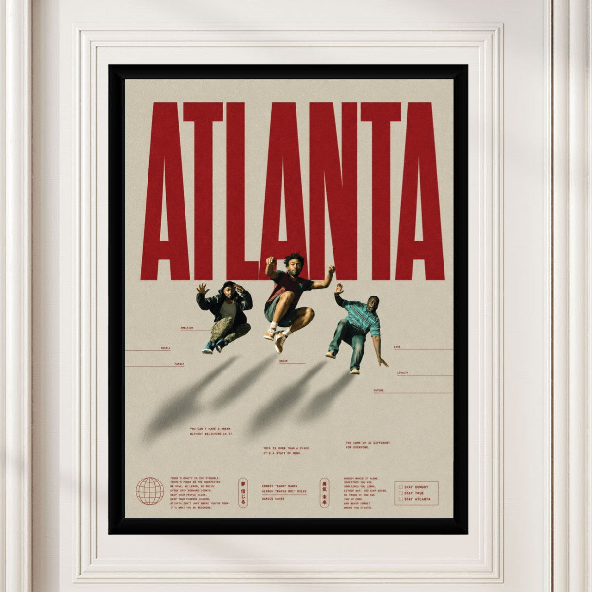 The Atlanta poster styled in a bright, artistic setting, capturing the energy of the design.