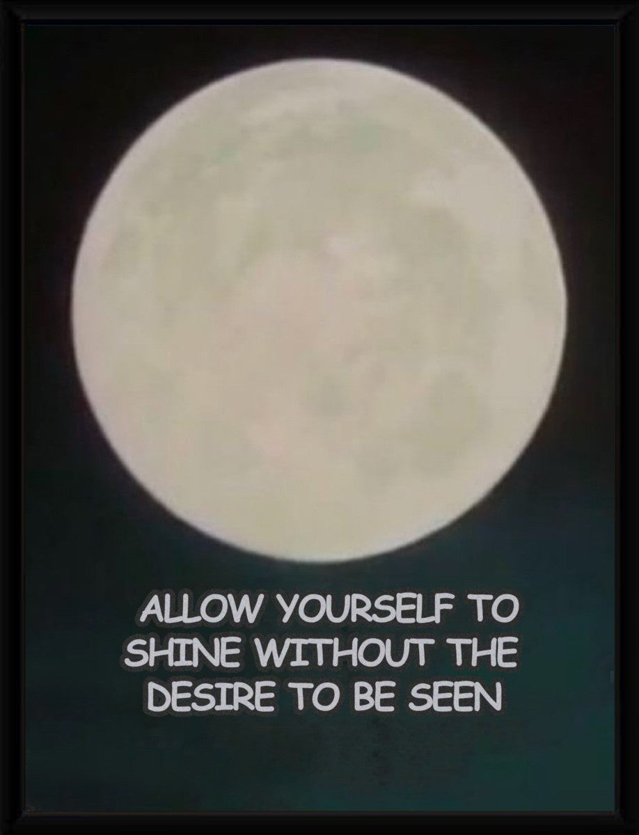 The 'Shine Without Desire' poster displayed in a sleek, modern frame, emphasizing its minimalist design.