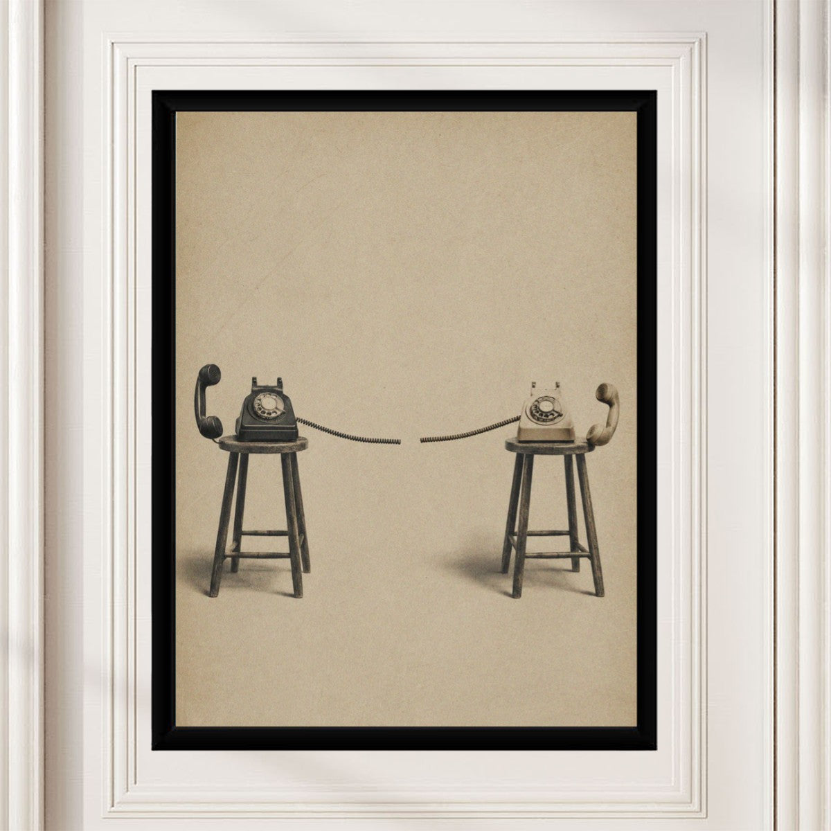 The Disconnected Telephones Poster beautifully placed in a modern minimalistic interior.
