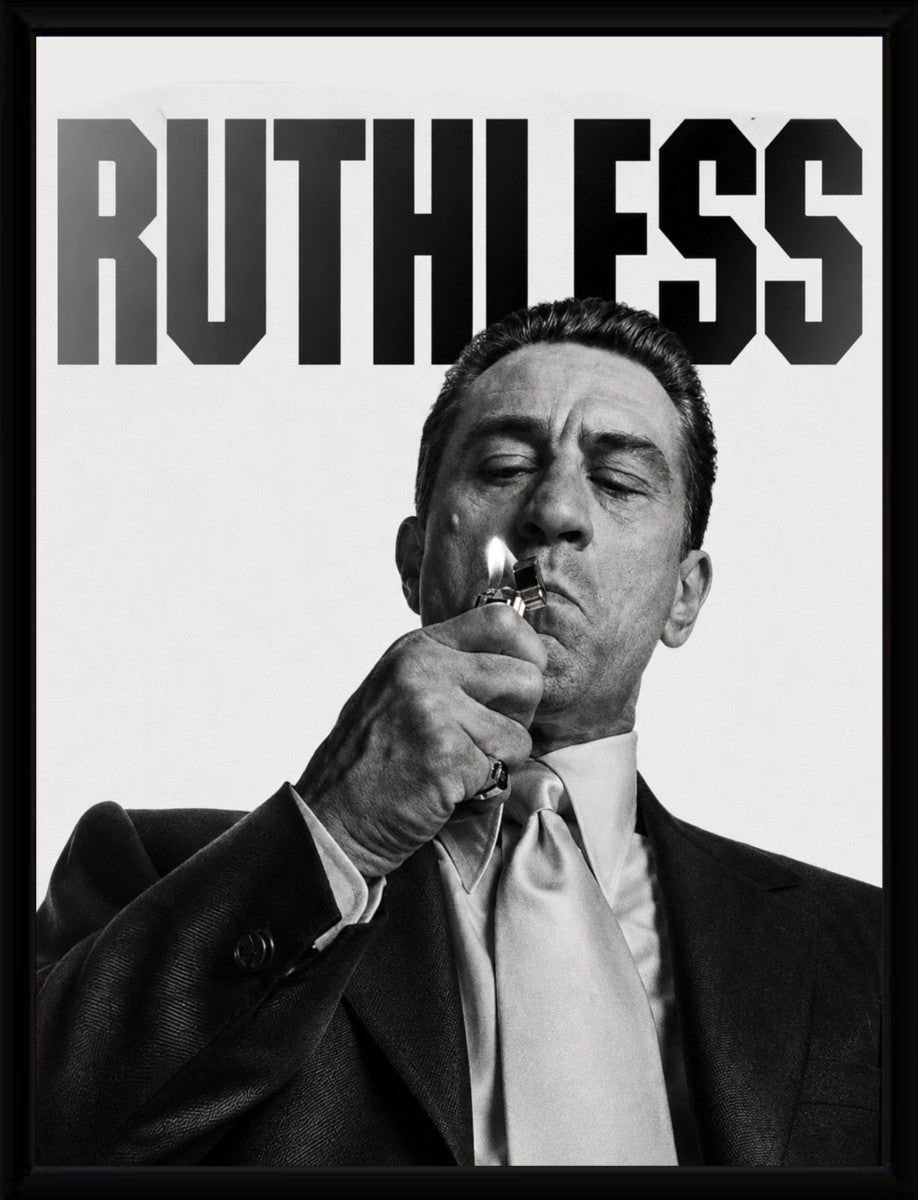 Framed poster of Robert De Niro in a striking black and white design, emphasizing drama and intensity.
