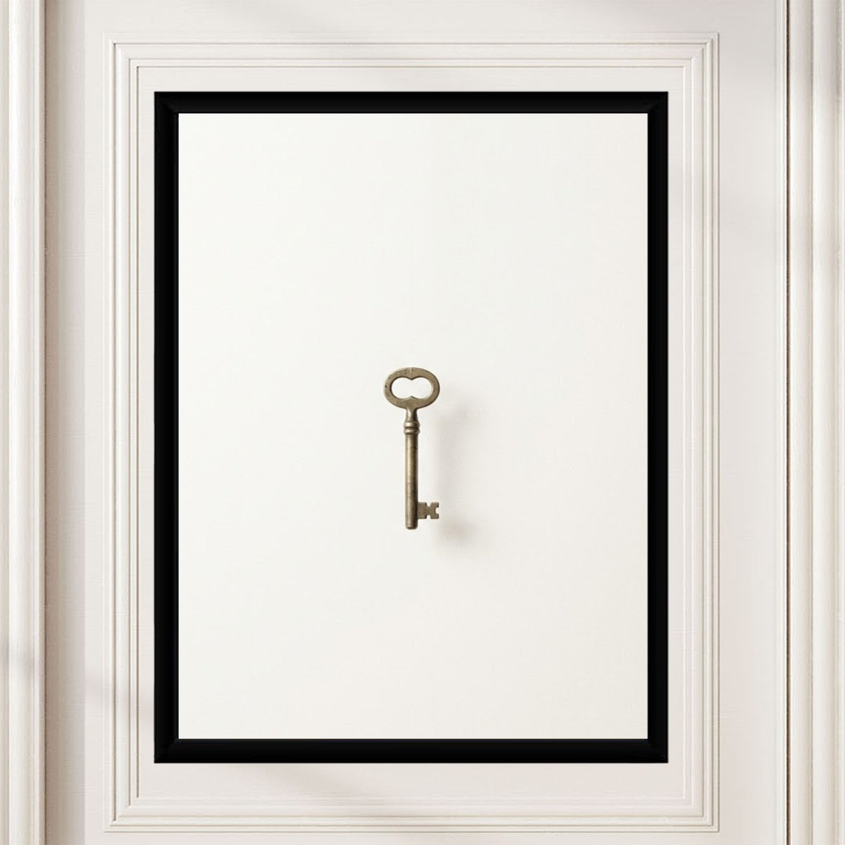 The vintage key poster displayed in a chic workspace, showcasing its sophisticated charm.