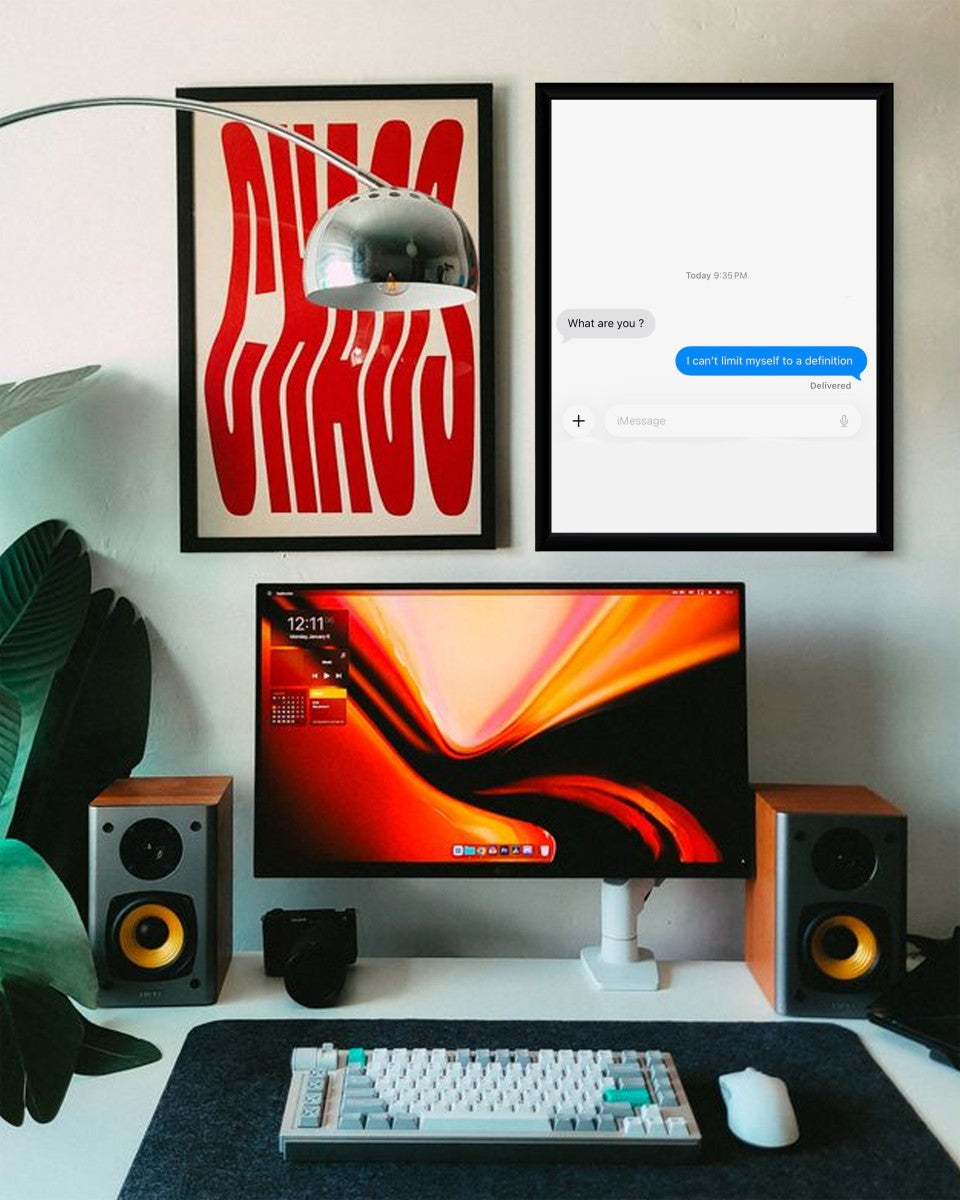 Limitless Definition Poster styled in a bright and airy room.