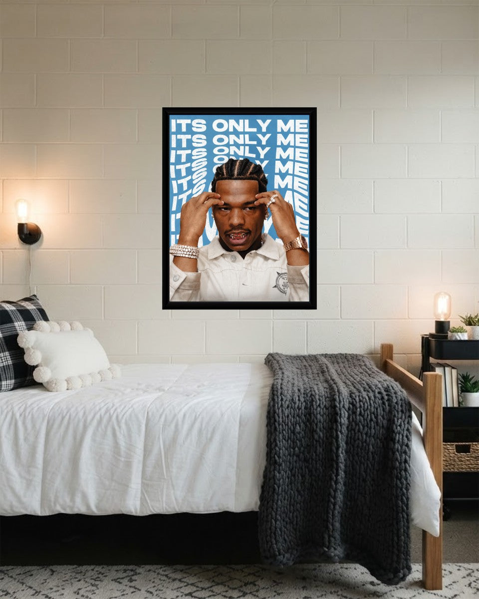 Lil Baby poster showcased in a modern styled environment, highlighting its artistic value.