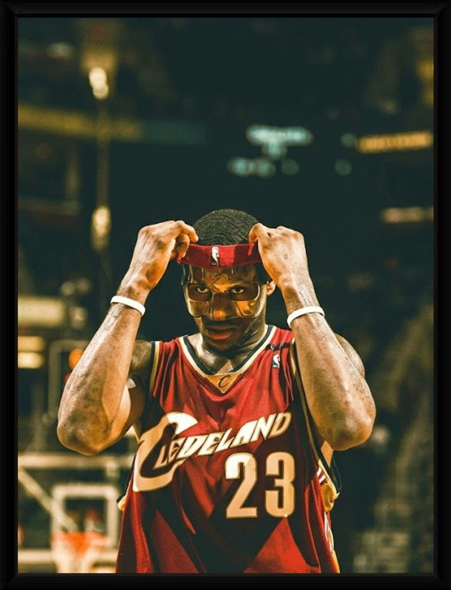 The LeBron James poster displayed in a sleek, modern frame.