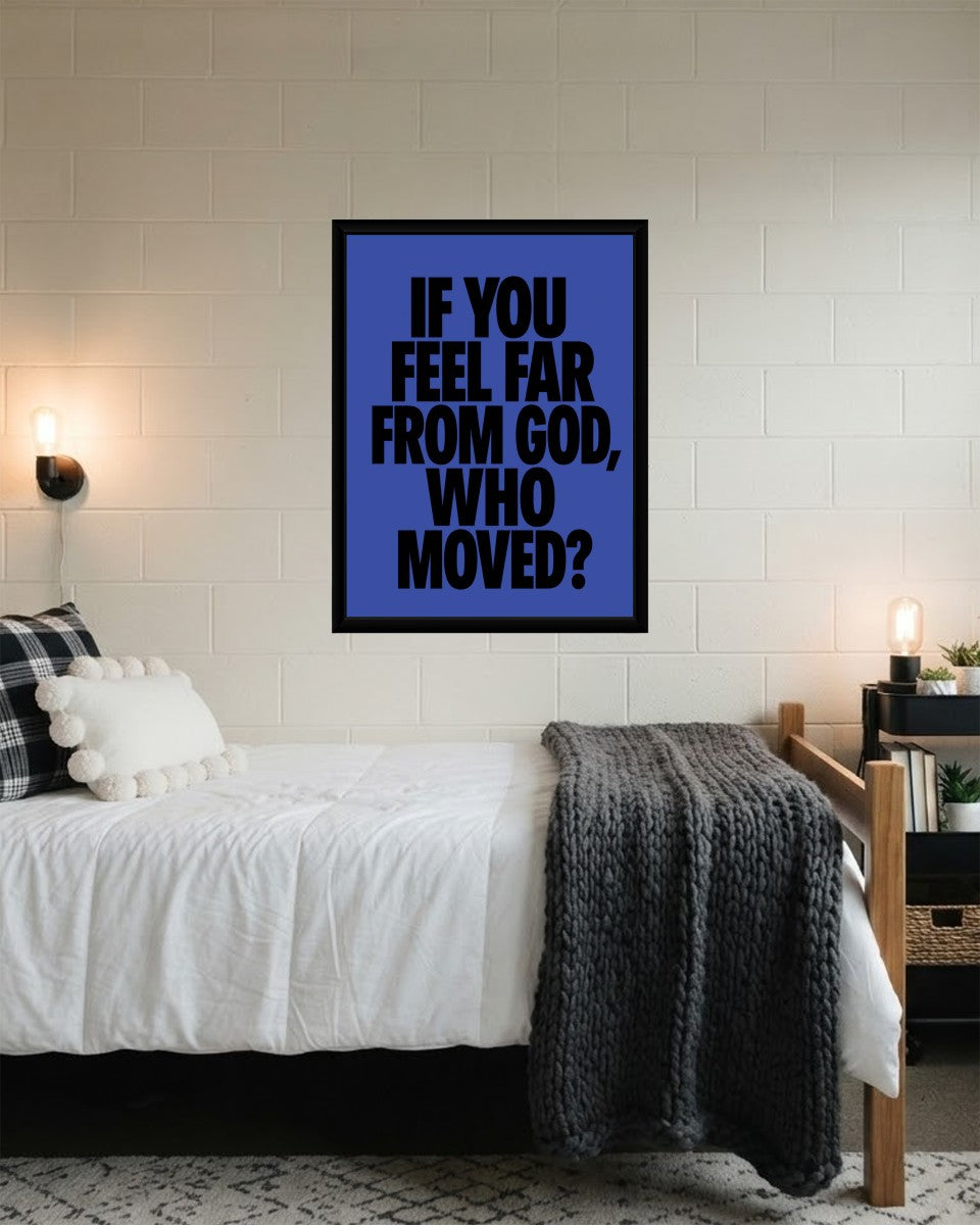 The poster beautifully styled on a minimalist wall, adding an inspirational touch to the space.