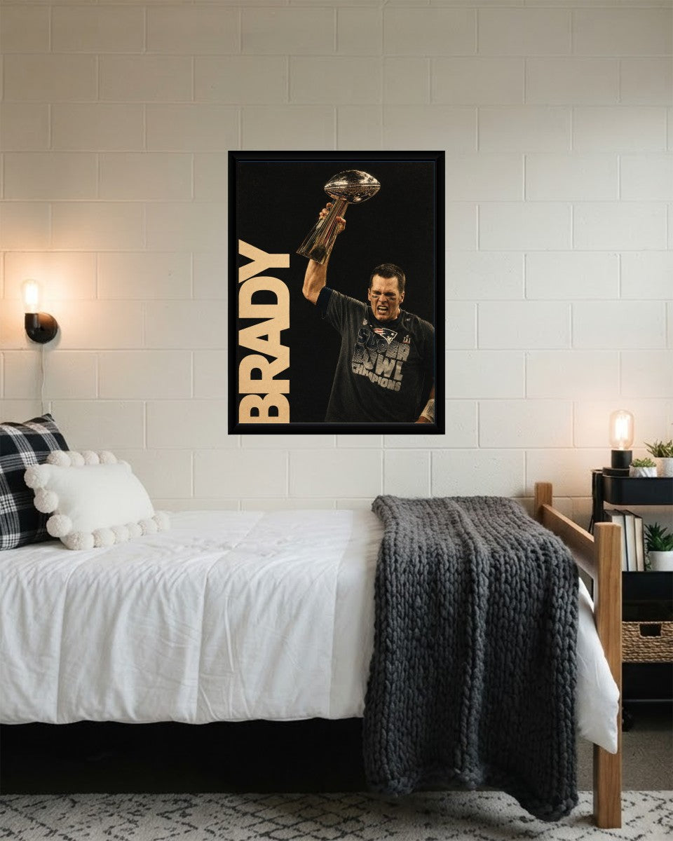 Tom Brady Champion Poster displayed in a stylish mockup setting.