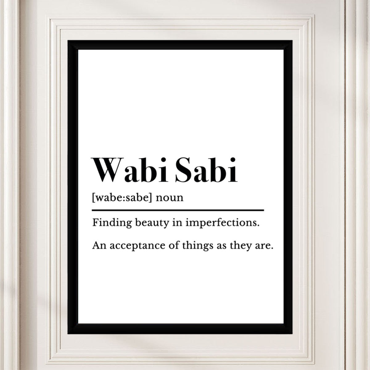 The Wabi Sabi Poster in a stylish office setup, promoting a calm and motivational work environment.