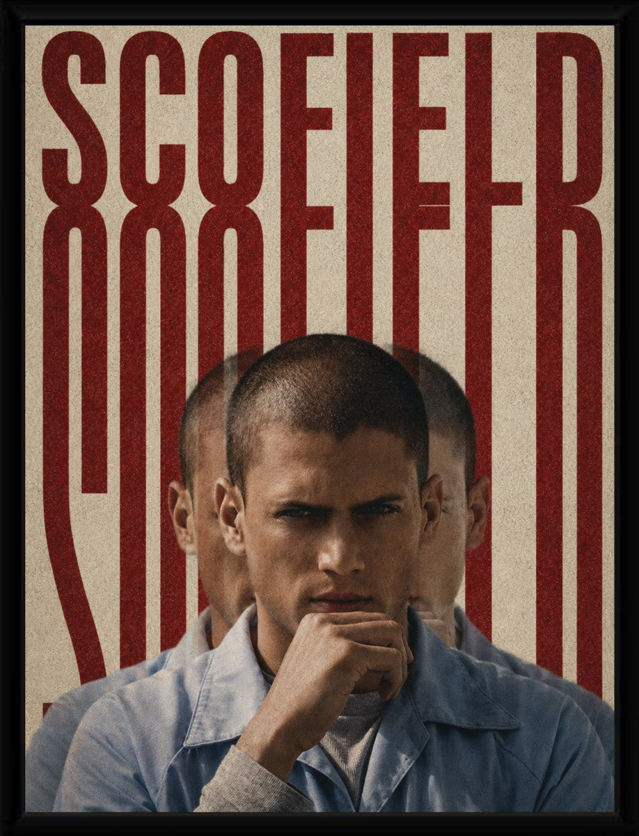 The Michael Scofield poster elegantly displayed in a sleek black frame.