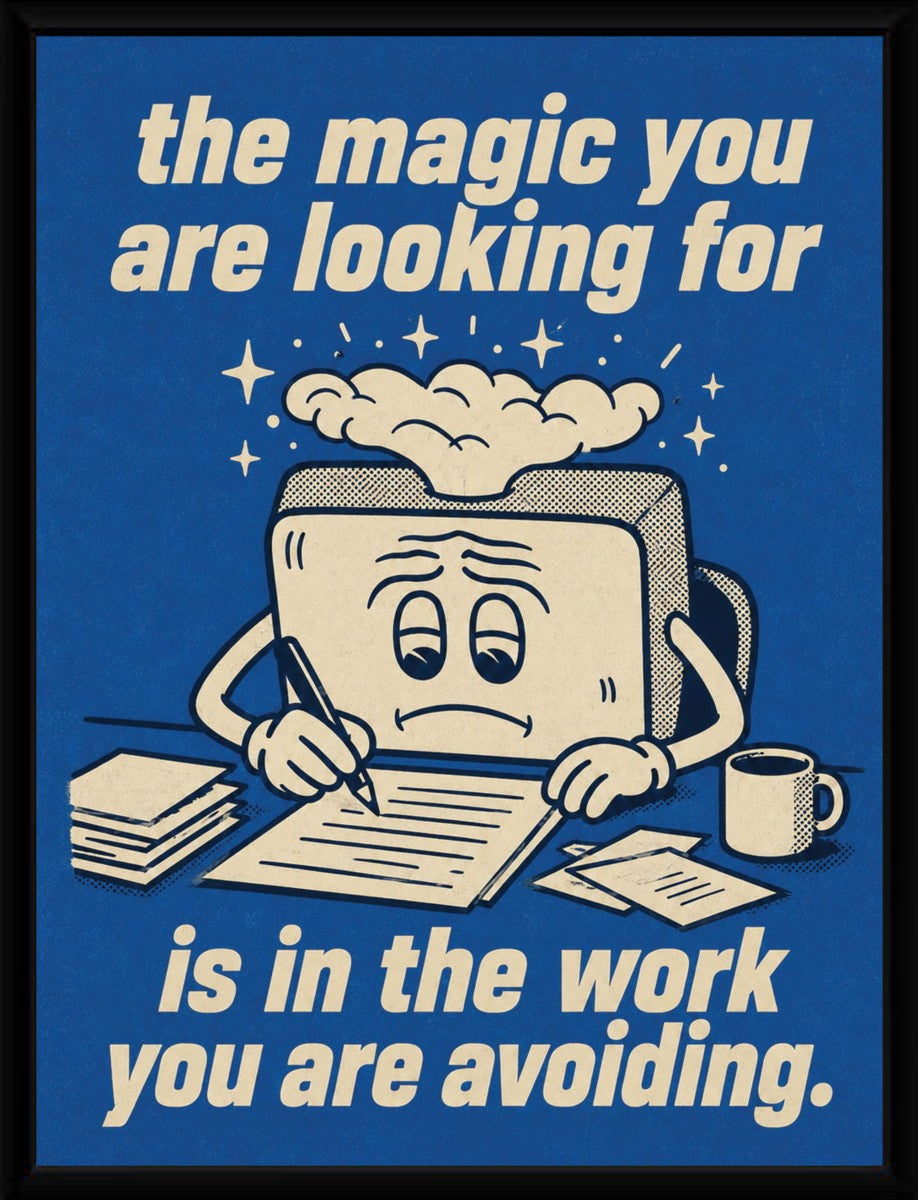 The poster displayed in a sleek black frame, enhancing its vibrant colors and motivational message.