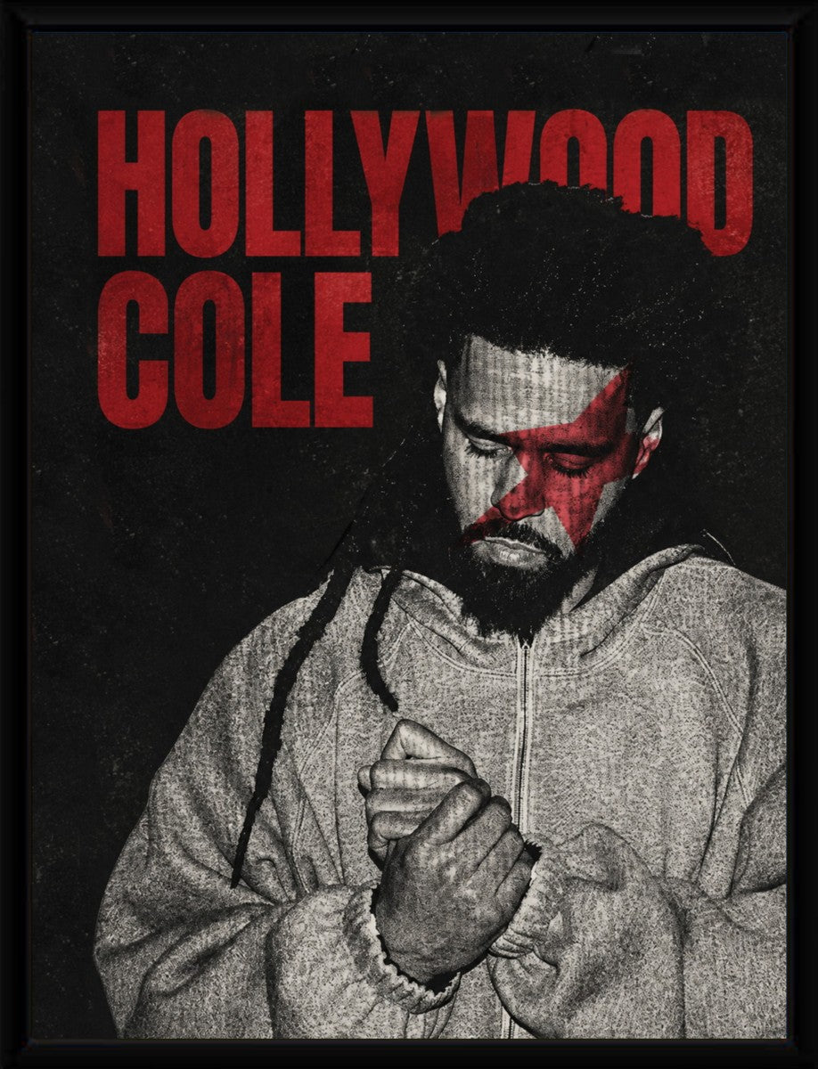The Hollywood Cole poster elegantly displayed in a pure-frame setting, emphasizing its dark aesthetic and bold text.