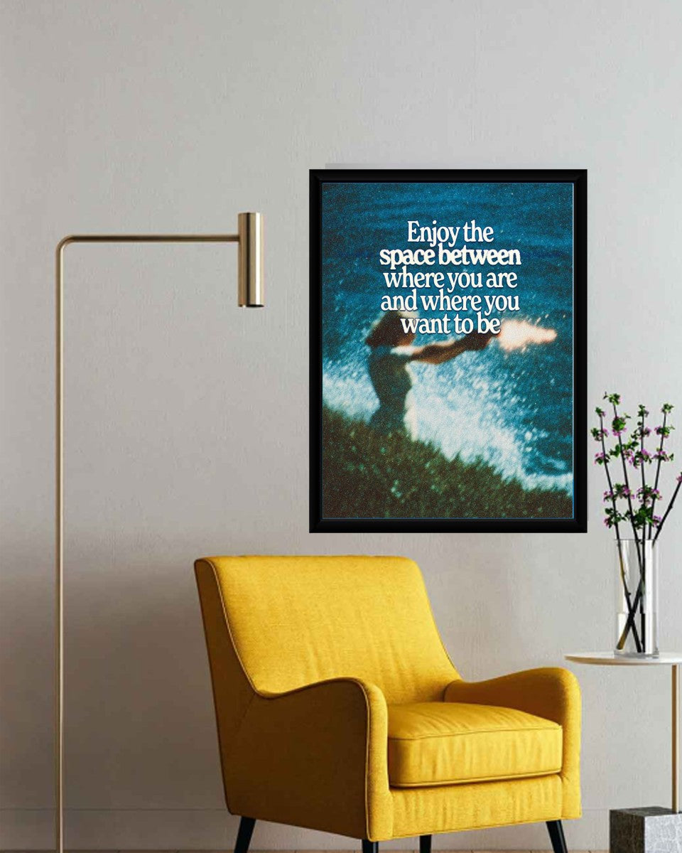 Motivational poster displayed in a styled setting, emphasizing its colorful design.
