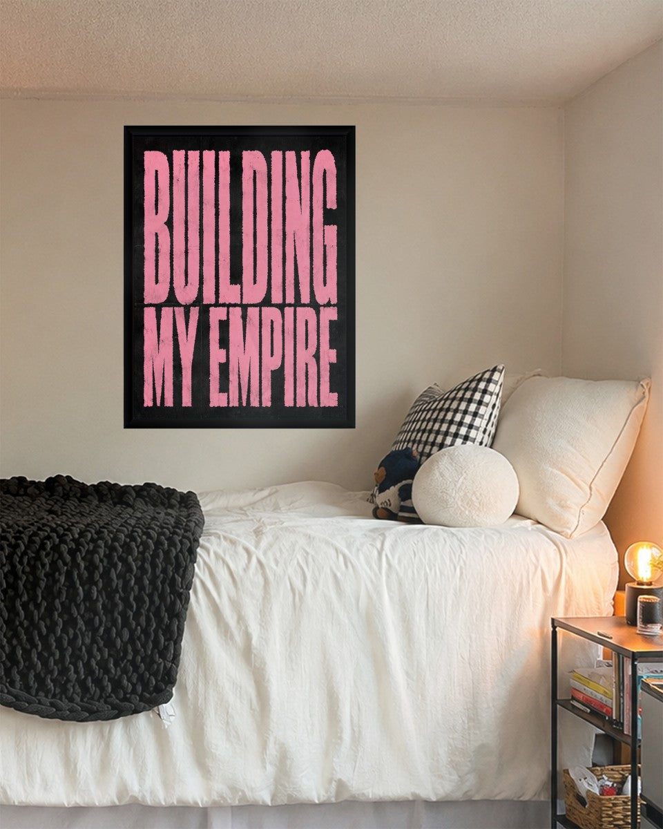 The poster in a stylish office setting, showcasing its motivational message.